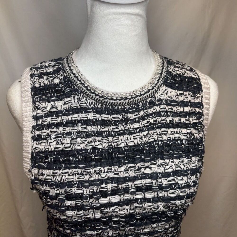 Alice and Olivia Reva Stitch Textured Stripe Sweater Tank Chain Women - Picture 4 of 10